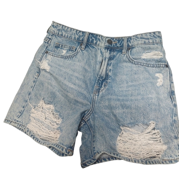 Hidden Distressed Light Blue Denim Shorts - Picture 1 of 4